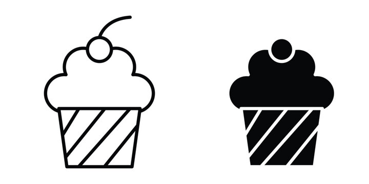 Cupcake icon vector bundle in black