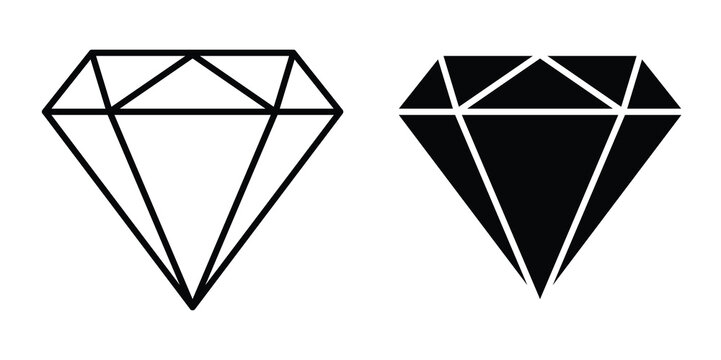 Diamond icon vector bundle in black