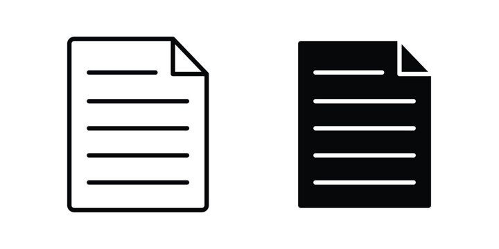 Document icon vector bundle in black