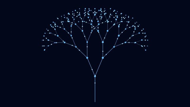 Digital fractal tree network animation: abstract data growth and connectivity animation