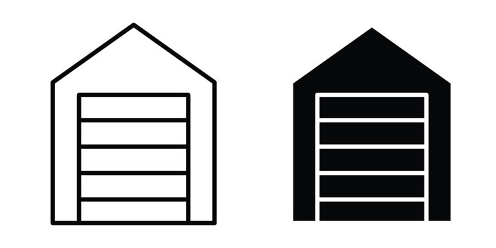 Garage icon vector bundle in black