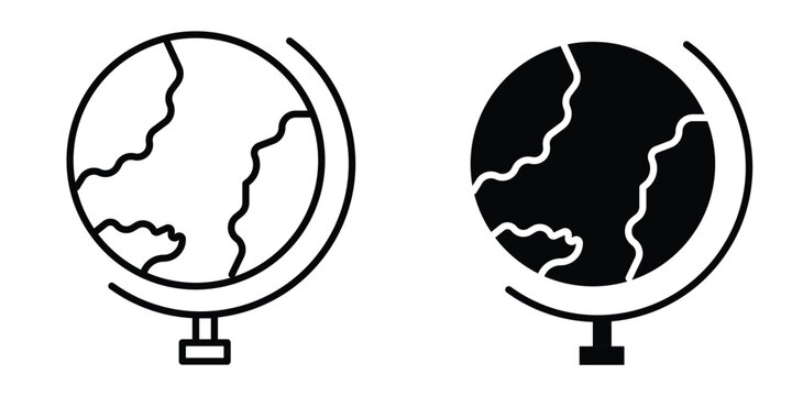 Globe icon vector bundle in black