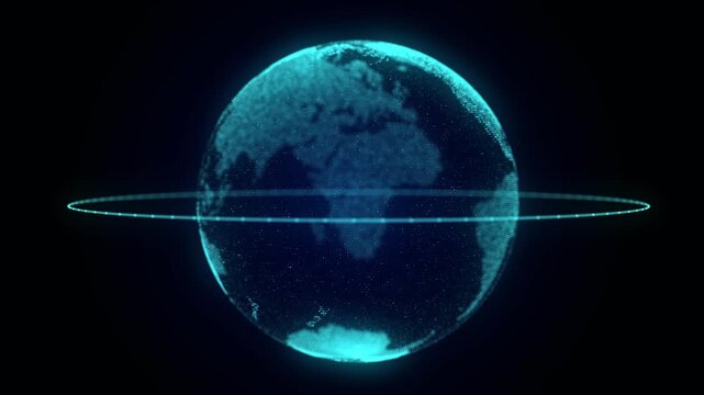 Global world network concept. Safety wireless network connection technology. Big data analytics and visualization. Science background with blue planet Earth. 3D rendering.