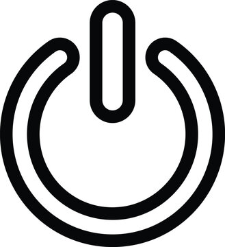 Power Button On Off Icon, Black Line Art Standby Energy Switch Symbol, UI UX Electric Control Device Template, EPS Vector File