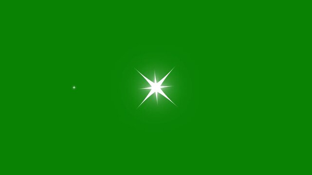 Glowing twinkling star light effect, sparkling vector doodle animation on green screen chroma key background, white cartoon shine overlay, festive holiday magical glitter, smooth luxury motion, 4K