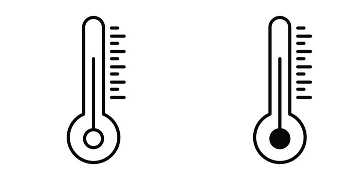 Temperature icon vector bundle in black