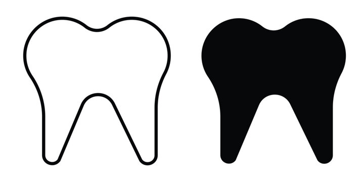 Tooth icon vector bundle in black