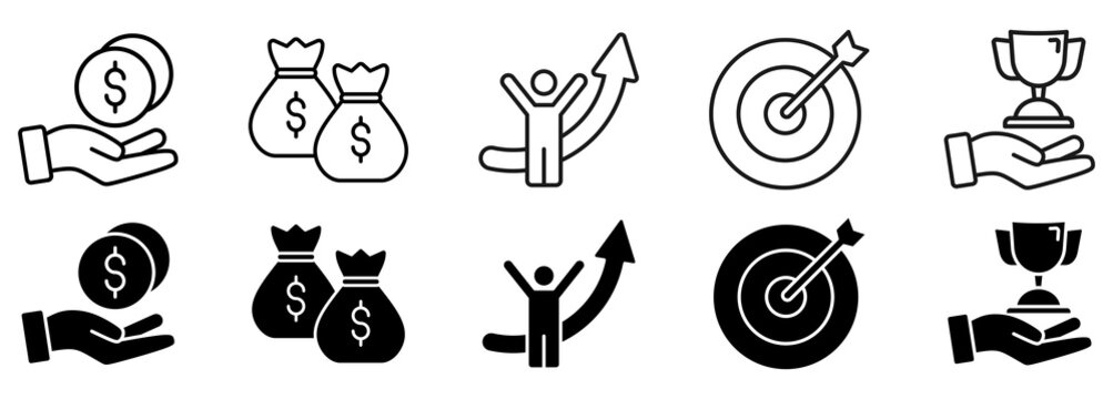 Lean thinking icon set. define value and map value stream vector illustration