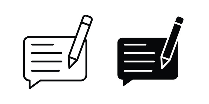 Writing feedback icon vector bundle in black
