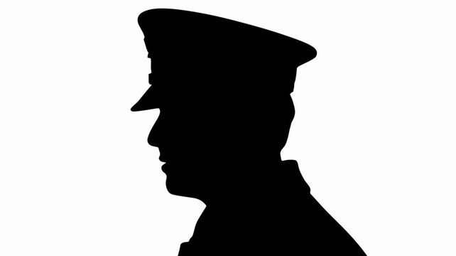 Silhouette of military officer wearing cap and jacket