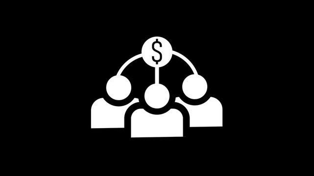 Animated Iconic Representation Of A Business Hierarchy With Three Figures.