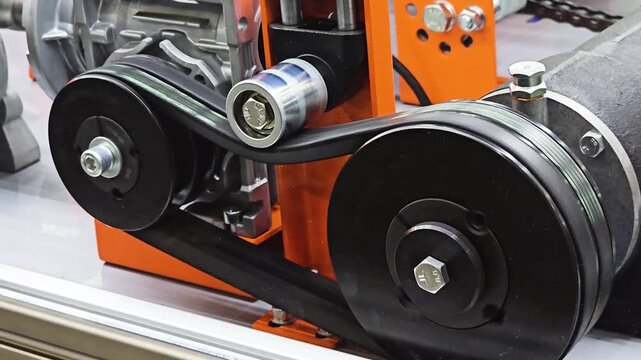 Industrial Belt Drive Transmission System with Tensioner Pulley and V-Belts