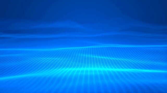 Abstract blue digital waves with grid pattern. Represents technology, innovation, and modern design in digital environments
