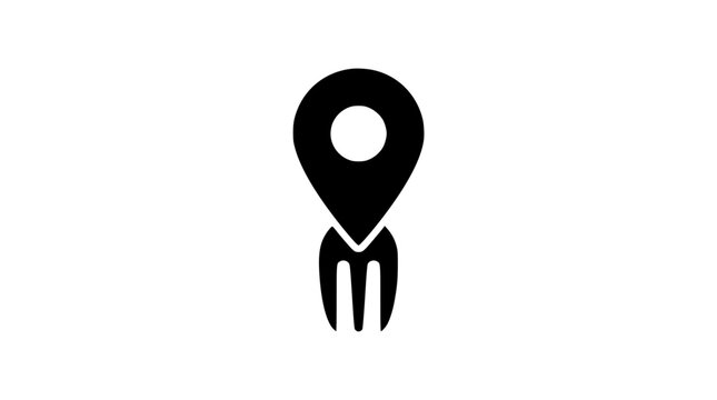 A stylized monochrome graphic blending a classic map pin pointer with a launching rocket silhouette, signaling rapid logistics shipping, emerging target locations, or innovative startup growth metrics