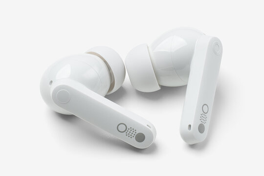Dnepr, UKRAINE 04.08.2026 : CMF by Nothing Buds Pro 2 wireless earbuds in white. Charging case and pair of CMF. Full depth of field	