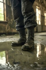 Obraz premium Military boots in the mud