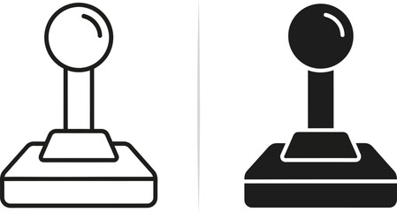 Retro joystick icon with simple line art and solid fill contrast on white background © MAJEDA STOCK