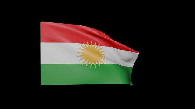 Waving Kurdistan Flag Vector Illustration Isolated on Black Background