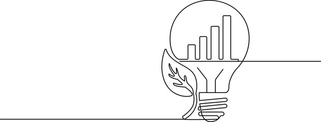 Fototapeta premium Continuous line drawing Eco friendly business concept, sustainable growth, green innovation, vector icon