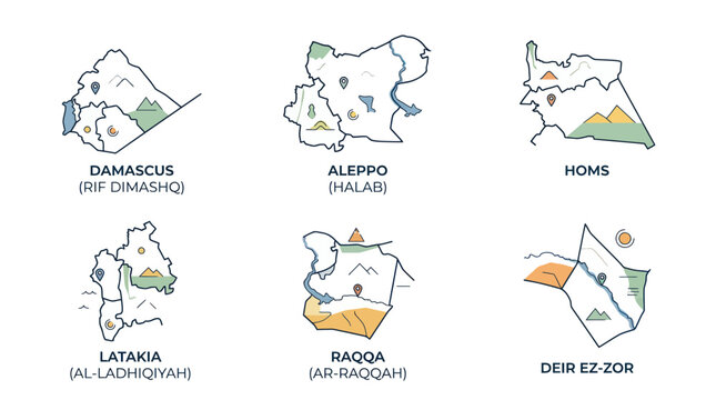 Syrian Governorates Maps: Damascus, Aleppo, Homs, Latakia, Raqqa, Deir Ez-Zor