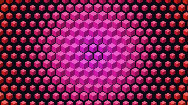 Dynamic hexagonal cube grid motion animation background, with vibrant color transitions