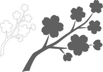 Fototapeta premium Floral branch icon set line art coloring page vector illustration for books