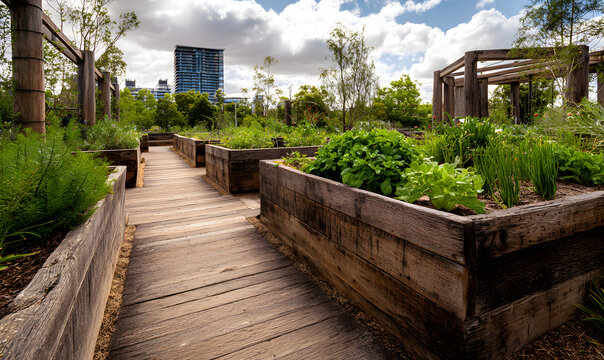 flowers in a wooden garden