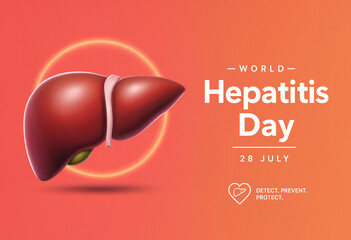 World Hepatitis Day awareness campaign with a liver and orange background