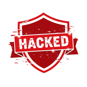 Red hacked shield icon security warning