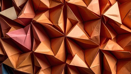 Colorful Origami Paper Art with Geometric Folded Shapes