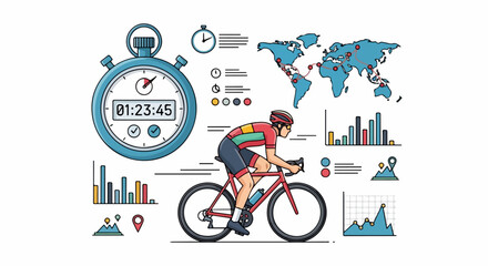 Fototapeta premium Cyclist Riding Bike with Rainbow Jersey.