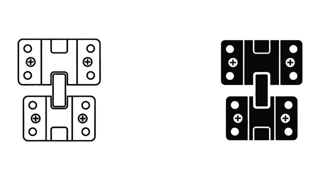 Mechanical hinge hardware icon set for industrial construction and home improvement component design