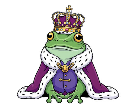 Frog King Royal Character Vector Illustration