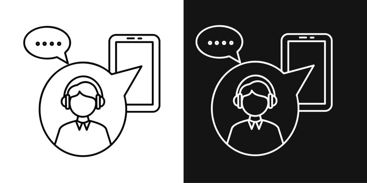 Virtual Assistant  Icon Set White Style Collection