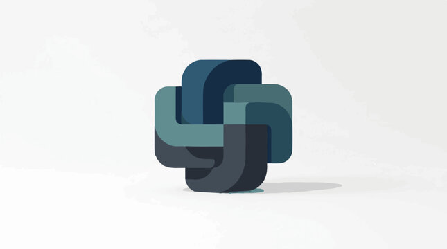 A stylized, interconnected link symbol in shades of blue and gray