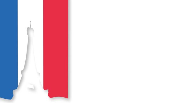 Bastille Day Celebration Dynamic French Flag and Eiffel Tower Background.