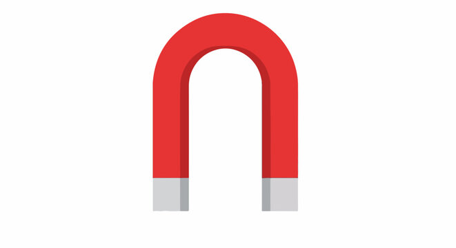 A simple, flat illustration of a red horseshoe magnet with gray ends