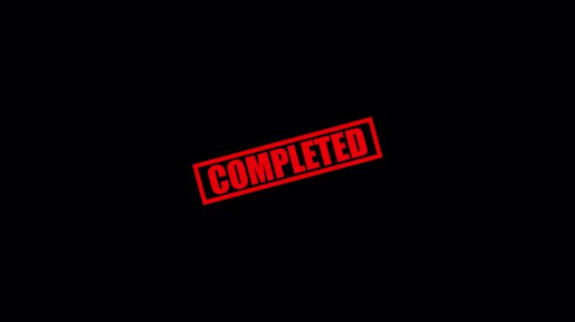 Completed Stamp Animation on Transparent Background, Business Success Approval Motion Graphic.