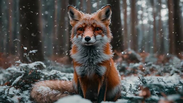 selective focus wild fox in serene forest environment
