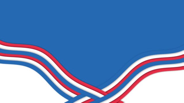 Patriotic French Flag Ribbons Waving Background for Bastille Day Festivities.