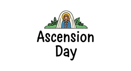Ascension day greeting with religious figure and green foliage © anggun