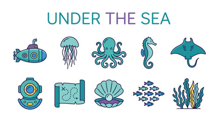Collection of Under the Sea Icons and Illustrations © Jesica