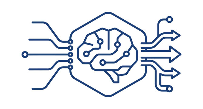 Ai neural network data input output connectivity diagram with connectivity technology computing