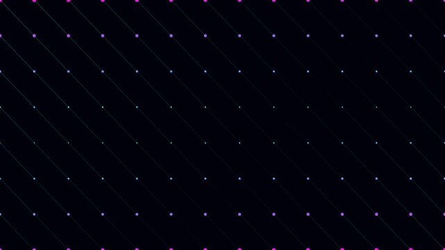 Neon gradient dot grid motion background, abstract digital technology pattern animation