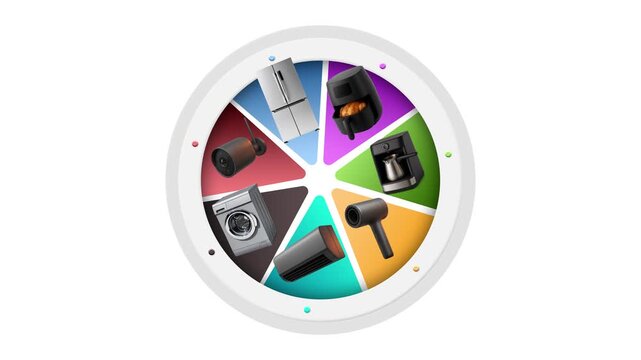 E-commerce fortune wheel with home appliances and electronic products