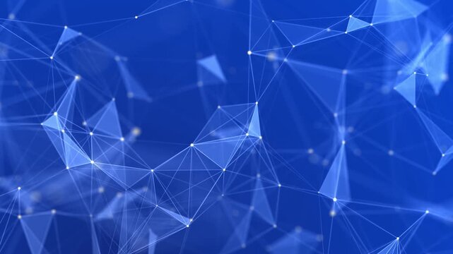 Blue network connection structure. Digital background with dots and lines. Big data visualization. 3D rendering.