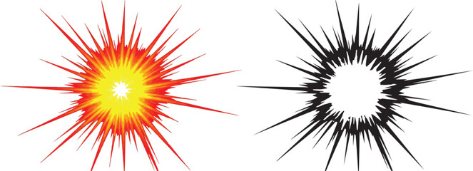 Comic explosion blast action burst vector illustration pop art dynamic impact element graphic © PixelForge Studio