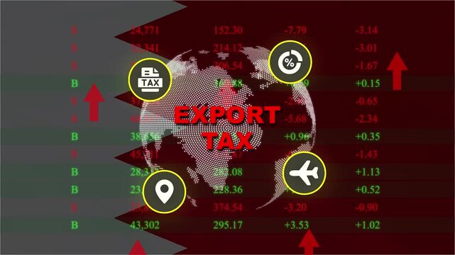 Global Export Tax Impact: A graphic representation of the global export tax, featuring a world map, economic charts, and relevant icons, symbolizing international trade and financial implications.