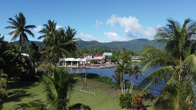 Fishing Village at a Philippines Province with outrigger boats