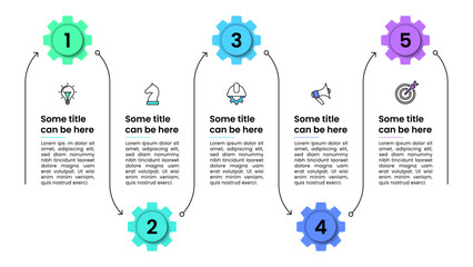 Infographic template. 5 gears with line and icons © kuliperko